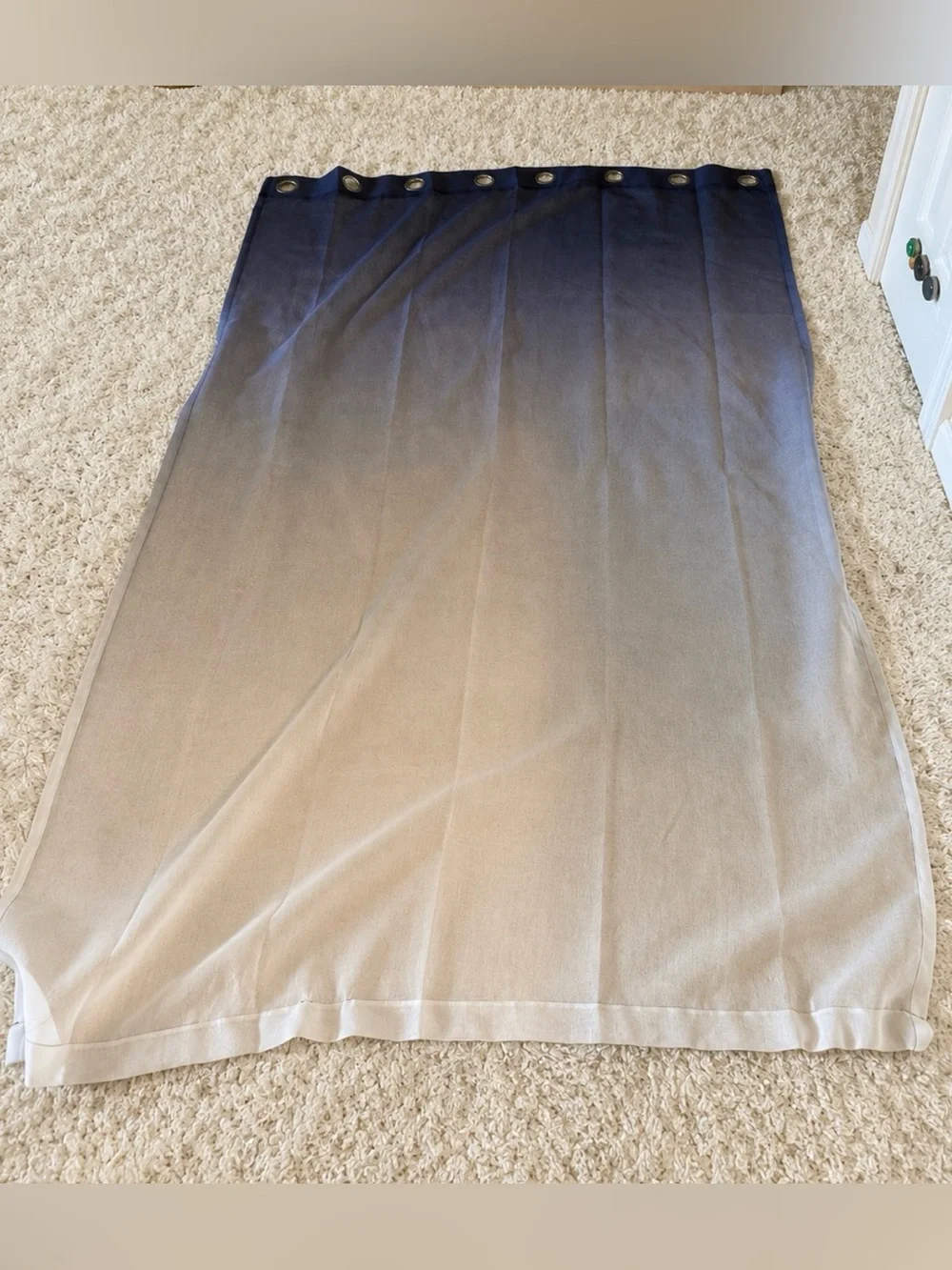 Blue Ombre Sheer Window Curtain Panel 53x77 Grommet Top Modern Gradient- 2 pc